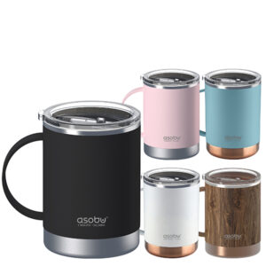 ספל תרמי Ultimate נירוסטה ציפוי קרמי פנימי מכסה טרייטן עם ידית מבית ASOBU