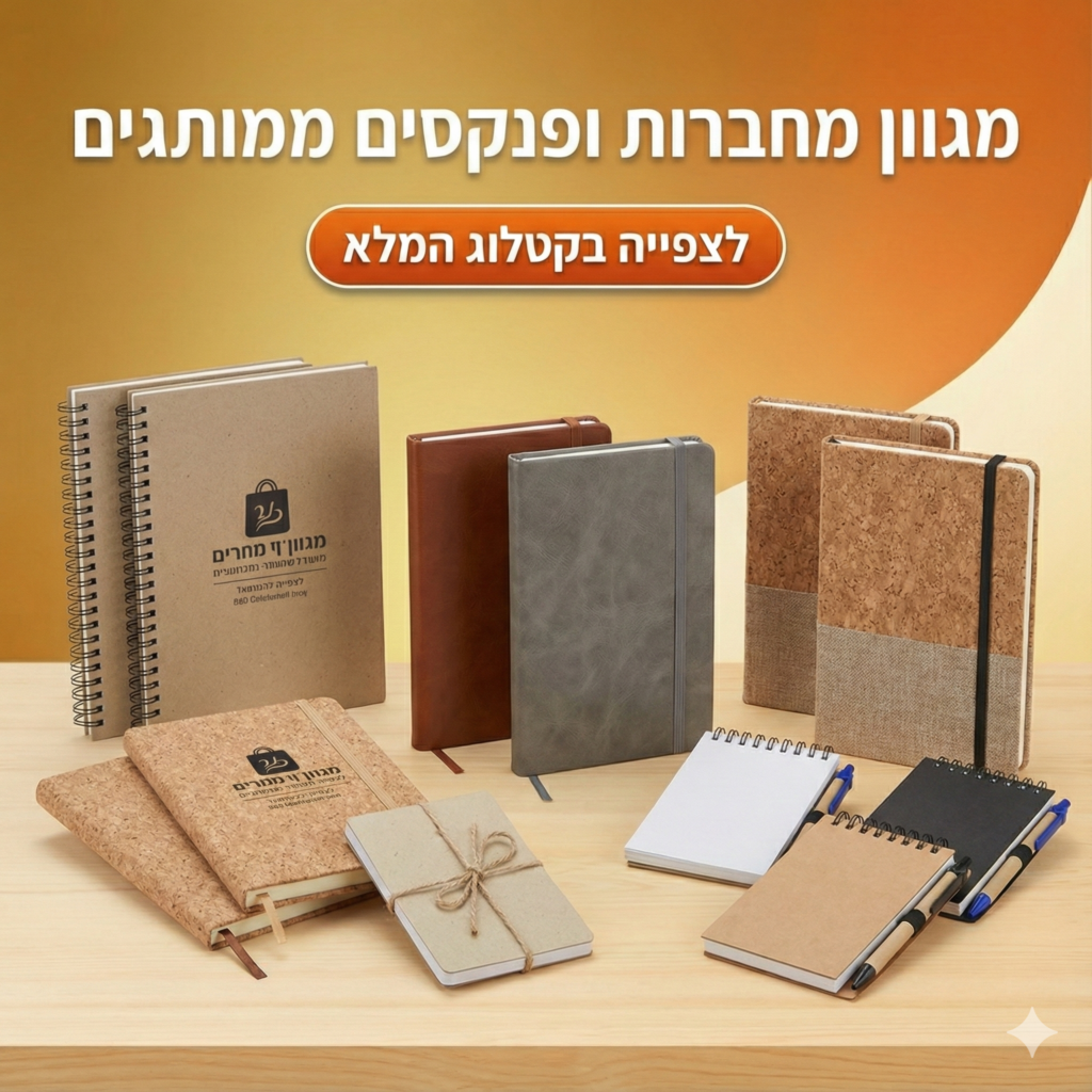 מגוון מחברות ופנקסים ממותגים - לצפייה בקטלוג המלא